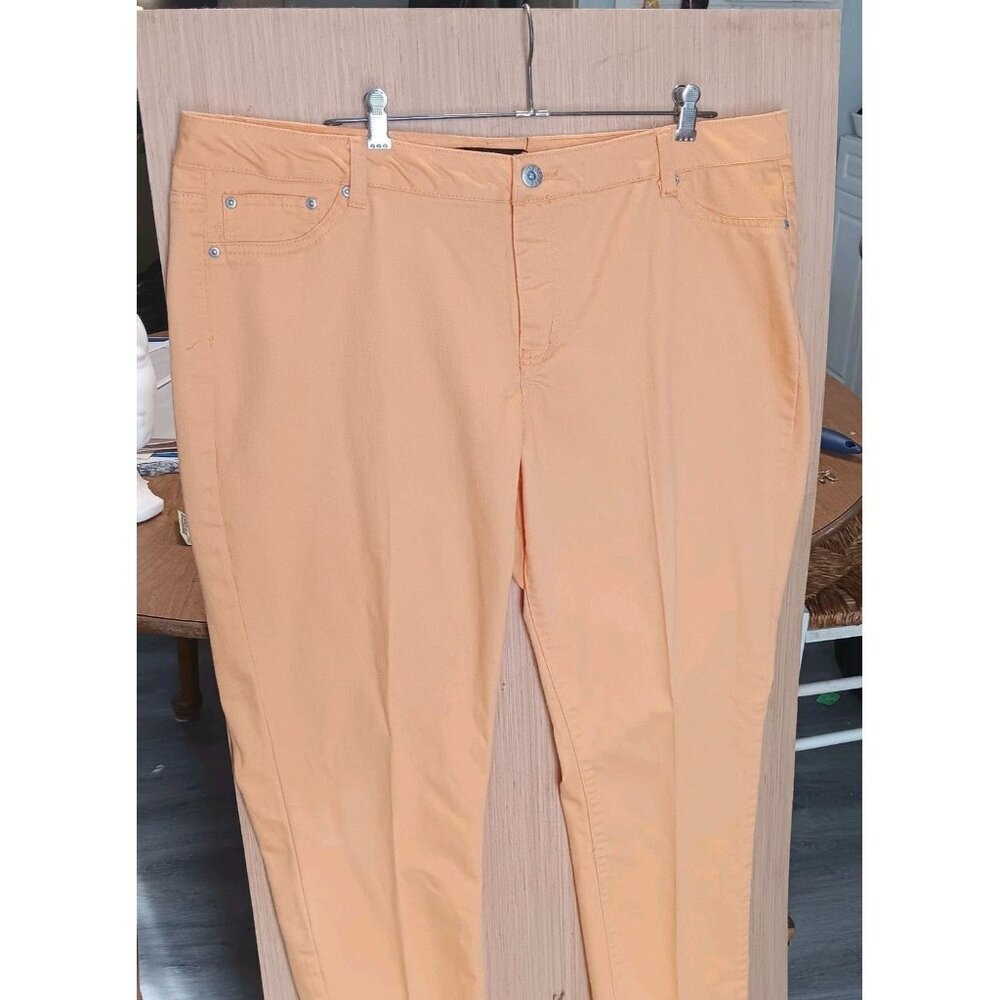 ASHLEY STEWART Sz 20 Women's Denim Stretch Jeans ~ Orange High Rise Straight Leg
